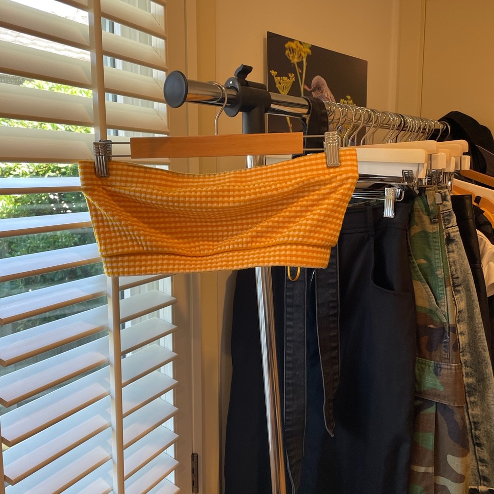 Yellow plaid bandeau top from urban outfitters